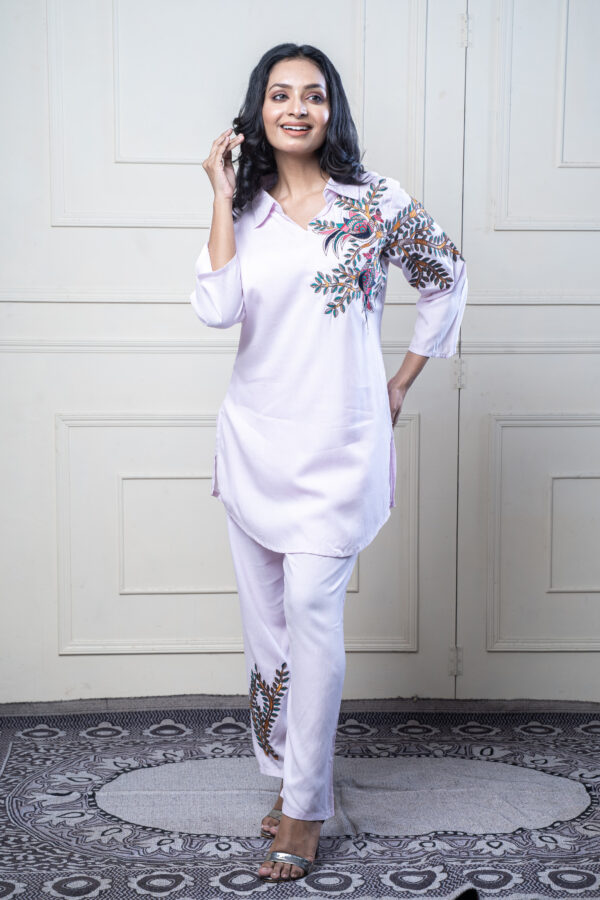 Peachy Pink Madhubani Coord Set
