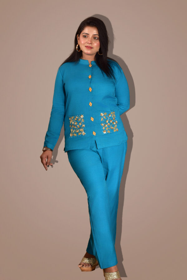 Azure Blue with Zardozi Embroidery Coord Set