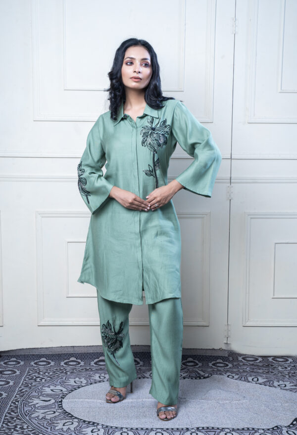 Green Luxe Cutdana Handwork Coord Set